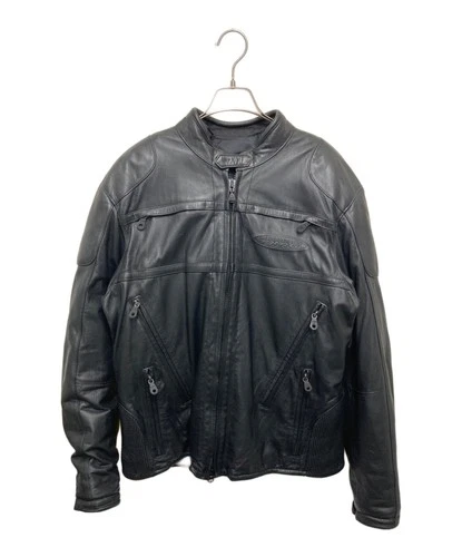 Harley-Davidson Embossed Logo Leather Riders Jacket Men's Size L Black video thumbnail