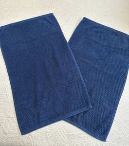 100% Cotton Hand Towels By Truly Lou, Set of 2 (Blue), 15.5 X 26