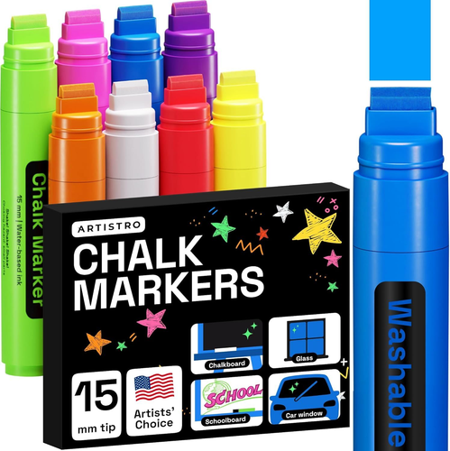 ARTISTRO 8 Liquid Chalk Window Markers for Car Glass 8 Markers, Colored ...