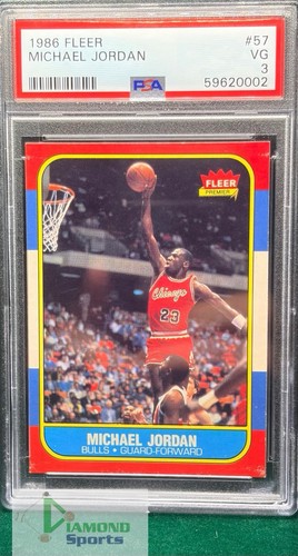 1986 Fleer #57 Michael Jordan RC Rookie PSA 3 VG Bulls Centered Looks nicer!
