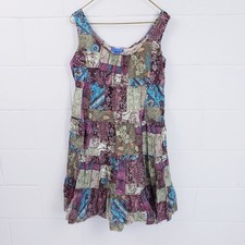 Delia's Boho Bohemian Patchwork Raw Hem Dress Size XL 100& Cotton