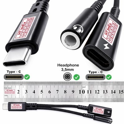 Black Y Adapter für USB Type C Splitter 2in1 AUX Klinke 3.5 Audio Kopfhörer Auto