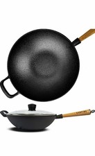 Wok Pfanne Wokpfanne Induktion 28-32 cm Gastronomie mit Deckel Bratpfanne⭐⭐⭐⭐⭐