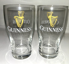 Guinness 16oz Pint Glasses Set of 2 Glasses Draught Beer Stout Man Cave
