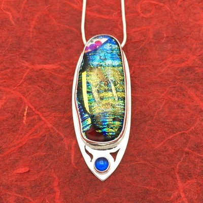 Sterling Silver Dichroic Glass Necklace/ Handcrafted by Sassi LaMuth Jewelry
