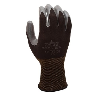 Atlas 370BL-08.RT Black Knit Wrist Cuff Nitrile Tough Gloves Large (Pack of 12)