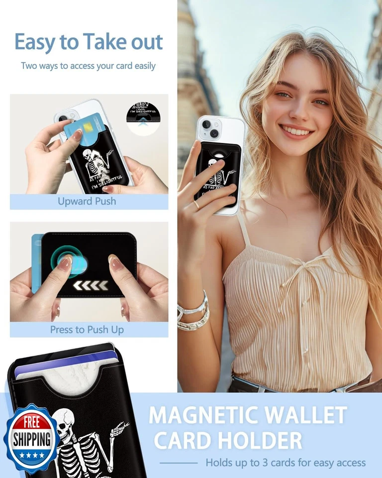 Mavellin for Magsafe Magnetic Phone Wallet, Skeleton Magnetic Cre - Image 3 of 4