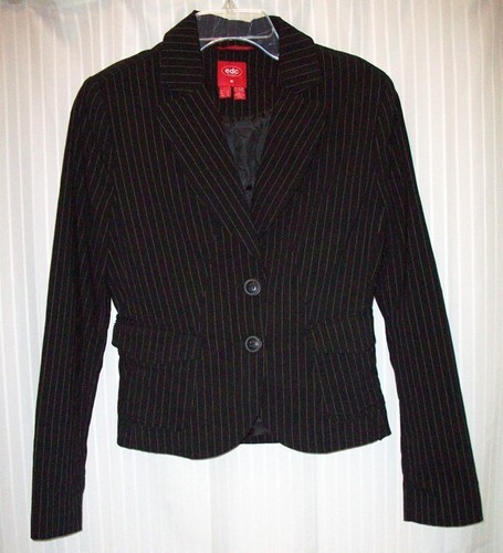 Vintage 2000's ESPRIT 2-Button Black White Pinstripe 2-Pocket Blazer Jacket S M
