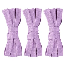 3pair Double Layers Flat Shoelaces Purple for Sneakers Adults Kids 24-72 Inch