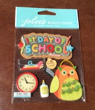 JOLEE'S 3D Embellishment Stickers 1ST DAY OF SCHOOL OWL CLOCK