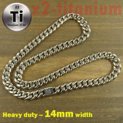 inch Heavy duty 14mm Pure Titanium Curb link chain necklace