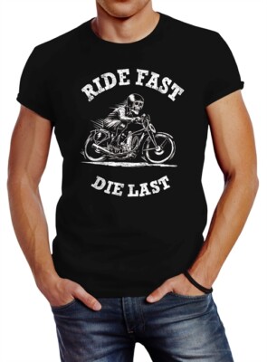 Retro Vintage Biker Herren T-Shirt Ride Fast Die Last Slim Fit Neverless 
