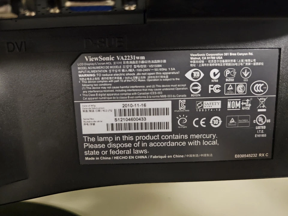 ViewSonic VA2231WM- VS13384 Black 22 in Widescreen Full HD LCD Monitor - Image 4 of 4