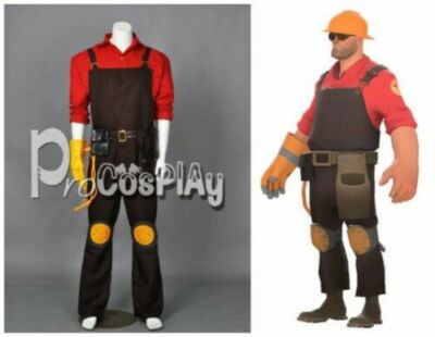 NEW! Team Fortress 2 Red Engineer Suit Uniform Cosplay Costume Custom 