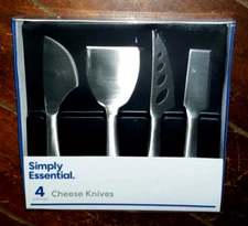 4pc Simply Essential Cheese Knives: Chisel, Spreader, Cleaver & Semi-Soft Knives
