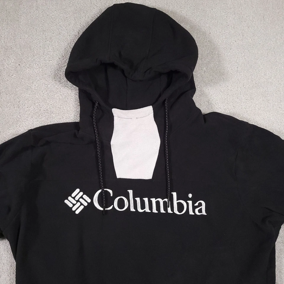 Columbia Sudadera con Capucha Para Hombres XL Negro Blanco Bloques de Color Lodge Polar Pullover Sudadera Foto 3 de 4