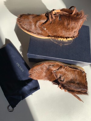 Prada A/W 2017 Nieten Pony Haar Pelz Stiefel 43 Neu