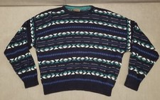 Vintage Jantzen Men Geometric Print Pullover Sweater Grandpa Sz L/XL Made In USA
