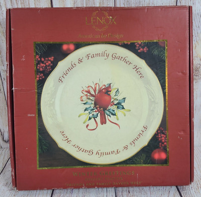 Lenox Winter Greetings Friends And Family Gather Here White Dessert Platter 12''