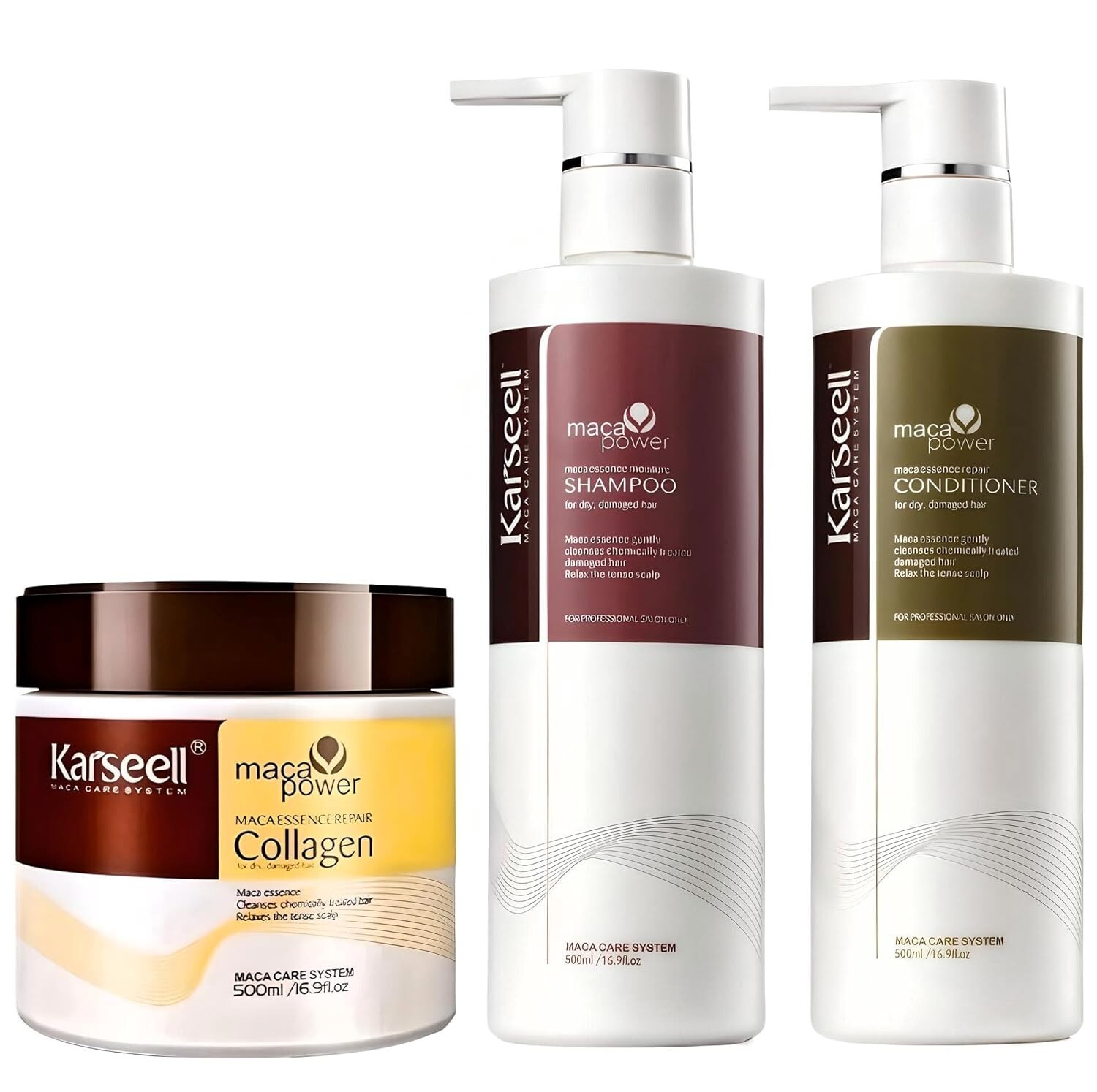 Karseell Hair Repair Set with Shampoo, Conditioner, and Maca Collagen 50.7 fl oz