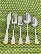 Yamazaki CARA Stainless Gold Accent Japan Glossy Smart Choice Flatware B23WU