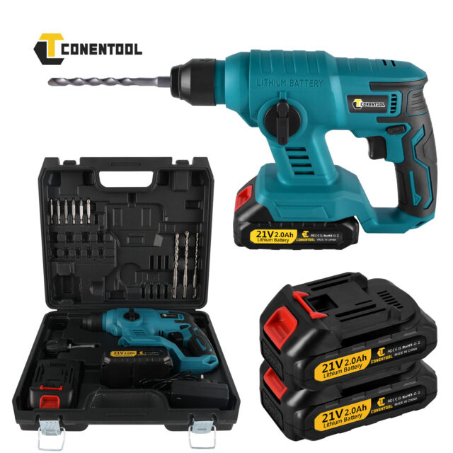 CONENTOOL 21V Cordless Hammer SDS Drill Set with 2 Li-Ion Battery and Charger