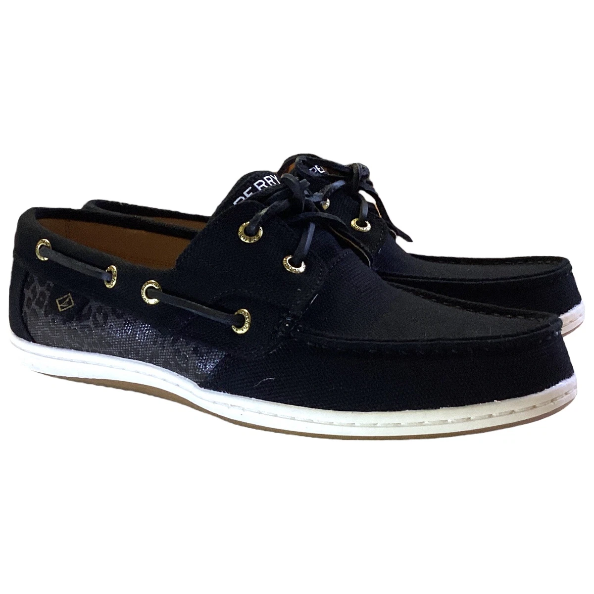 Sperry Koifish Cheetah Canvas Women 10 M 41 Lace Up Boat Shoe