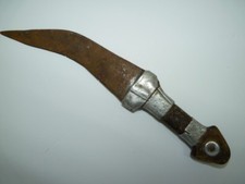 Antique Handmade Wide Dagger, Wood and Metal, L 28 cm