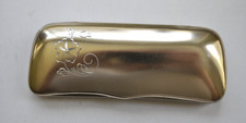 Vtg. aluminum slim velvet lined eyeglass case w/real diamond