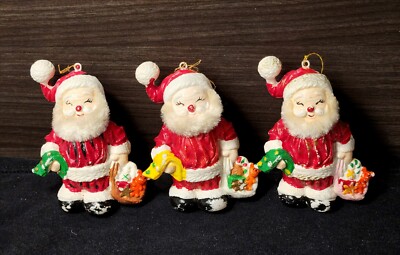 3 Vintage Old World Santa Claus Blow Mold Christmas Ornaments 4 1/2" | eBay