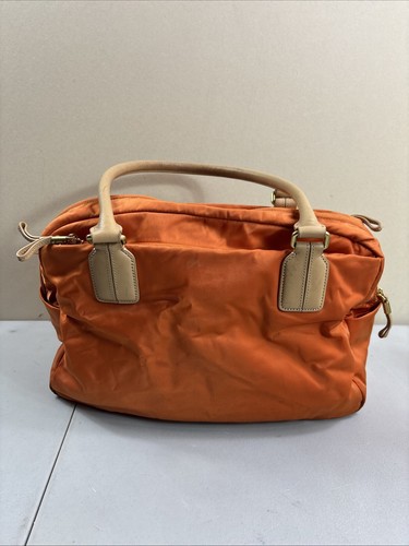 Tumi Geneva Carryall bag Orange Nylon Purse Gold Tone Hardware 16x11x7 RARE! - Picture 7 of 22