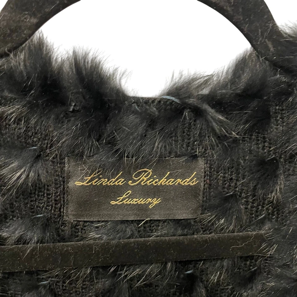 Linda Richards Luxury 100% Rabbit Fur Vest Black Womens Large AS IS - Image 2 of 4