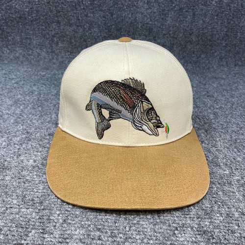 Walleye Fish Flat Brim Cap Hat Beige 
