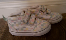 Vans Toddler Hi Top Skate Sneakers Pastel Checkerboard Girls Size 6 Reflective