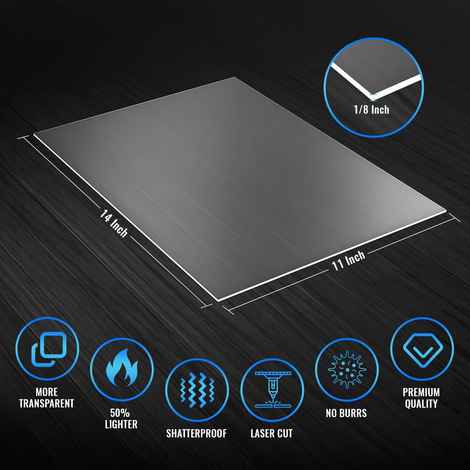 Plaque acrylique transparente 3mm incassable pour cadre et vitrage x2