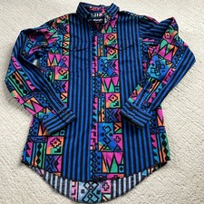 RARE Vintage Wrangler Brushpopper Colorful Western Aztec Shirt Youth Boys Sz 16