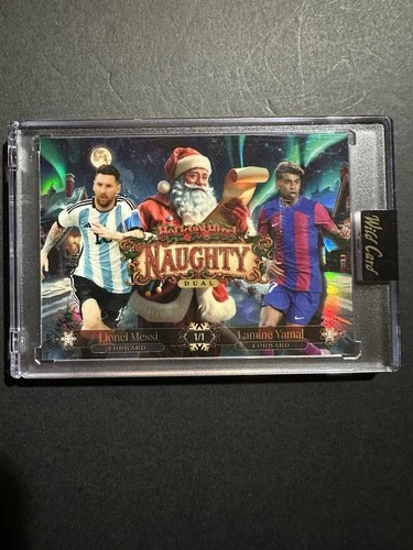 Lionel Messi And Lamine Yamal 1/1 Dual Holo  Naughty Holiday Hits Wild Card