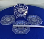 Federal Glass Columbia clear crystal 9" luncheon plates sunburst beaded bubbles
