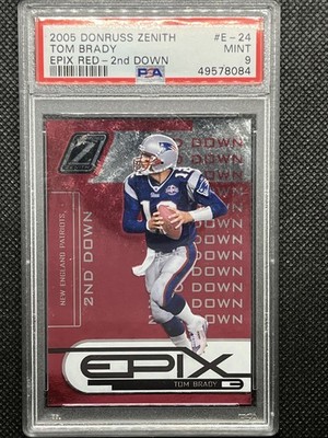 2005 Donruss Zenith Tom Brady Epix Red 2nd Down /150 PSA 9 E-24 Patriots