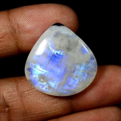 Blue Flash Rainbow Moonstone Cabochon Pear Shape Natural Gemstone 28 Cts #11730