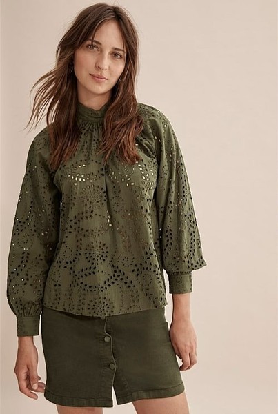 Country Road khaki cutout blouse. Size 8