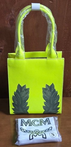 Phenomenon MCM Leather Tote Bag Neon Yellow Rare Sample Limited Collector Auth - 第 1/11 張圖片