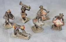 Collection 6 Antique West African Akan Ashanti Painted Metal Gold Weight Figures