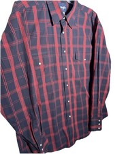 Wrangler Western Shirt XL Pearl Snap 100 Cotton Cowboy Rodeo Red Blue Plaid