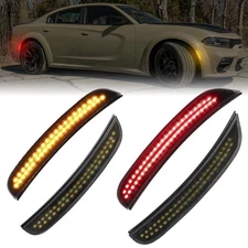 4PCS Front Rear Smoked LED Side Bumper Marker Lights For 2015-2023 Dodge Charger
