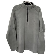 Columbia Sportswear Men's XL Gray Fleece 1/4 Zip Pullover Sweater Arm Zip Pocket