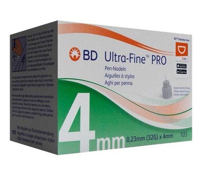 Neu! BD Ultra-Fine PRO Pen-Nadeln | 105 Stück | 32G, 0,23 x 4mm | 2030-04-30