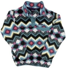 Kids Patagonia Synchilla Snap T Fleece Pullover Girls Large 12 Blue Pink