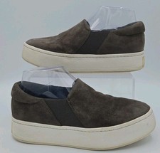 Vince Women's Grey Suede Platform Warren Slip On Sneakers Size Eu 37/ US 7