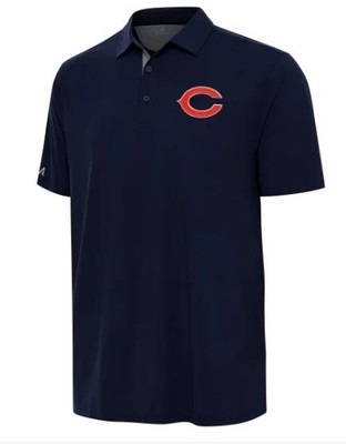 Antigua Chicago Bears Mens Polo Navy Blue Shirt NFL Moisture Wicking Logo Golf